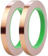 🔌 2 pack copper foil tape, 0.5 inch x 66 ft - double-sided conductive copper tape with adhesive for emi shielding, paper circuits, electrical repairs, grounding - enhanced seo logo