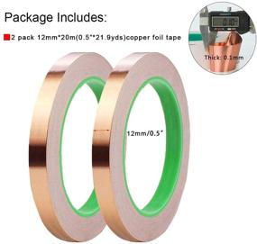 img 3 attached to 🔌 2 Pack Copper Foil Tape, 0.5 inch X 66 FT - Double-Sided Conductive Copper Tape with Adhesive for EMI Shielding, Paper Circuits, Electrical Repairs, Grounding - Enhanced SEO