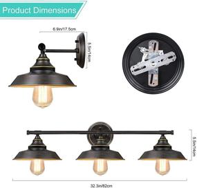 img 1 attached to ⚒️ Rustic Dark Bronze Farmhouse Bathroom Vanity Wall Light Fixture: Vintage Industrial Style 3-Light Sconce for Bathroom, Bedroom, Mirror & Cabinets