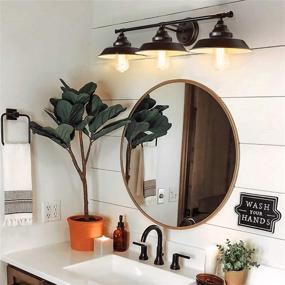 img 3 attached to ⚒️ Rustic Dark Bronze Farmhouse Bathroom Vanity Wall Light Fixture: Vintage Industrial Style 3-Light Sconce for Bathroom, Bedroom, Mirror & Cabinets