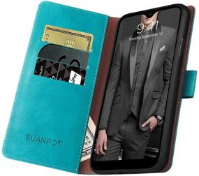 img 1 attached to SUANPOT For Moto G Play 2021 With RFID Blocking Leather Wallet Case Credit Card Holder Cell Phones & Accessories