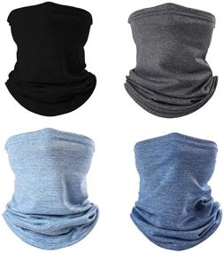 img 4 attached to 👧 Набор детских масок для лица и шеи на шею - 4 штуки для активного отдыха на свежем воздухе - многоразовые и стираемые - банданы-шарфики для детей от SG SUGU