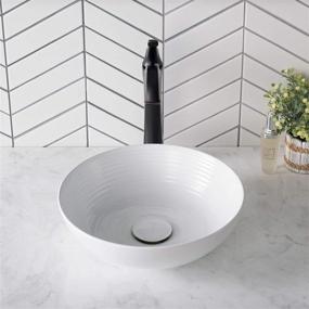 img 2 attached to Crisp White Kraus KCV-204 GWH Ceramic Above Counter Round Bathroom Sink: Elegant 13 x 13 x 4.38 Inches Design