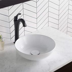 img 1 attached to Crisp White Kraus KCV-204 GWH Ceramic Above Counter Round Bathroom Sink: Elegant 13 x 13 x 4.38 Inches Design