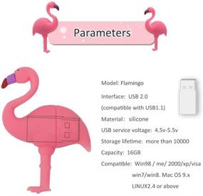 img 2 attached to LEIZHAN 16GB USB Flash Drive With Chain Flamingo Character Shape Gift Thumb Drive For Kids Students School Work