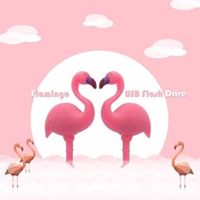img 3 attached to LEIZHAN 16GB USB Flash Drive With Chain Flamingo Character Shape Gift Thumb Drive For Kids Students School Work