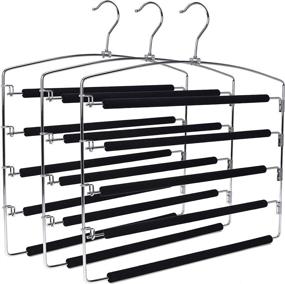 img 4 attached to 👖 Premium Multi Pants Hangers - Heavy Duty Metal with Non-Slip Foam Padding, Space-Saving Design for 5 Jeans Each, Ideal for Suit Pants, Scarves, Towels, and Trousers (Pack of 3)