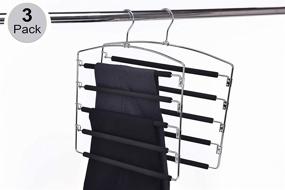 img 3 attached to 👖 Premium Multi Pants Hangers - Heavy Duty Metal with Non-Slip Foam Padding, Space-Saving Design for 5 Jeans Each, Ideal for Suit Pants, Scarves, Towels, and Trousers (Pack of 3)