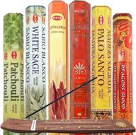 🔥 hem incense sticks variety pack - (6 types, 120 incense sticks) dragon's blood, frankincense, cinnamon, white sage, patchouli & palo santo incense + free holder logo