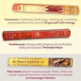 img 1 attached to 🔥 Hem Incense Sticks Variety Pack - (6 Types, 120 Incense Sticks) Dragon's Blood, Frankincense, Cinnamon, White Sage, Patchouli & Palo Santo Incense + Free Holder