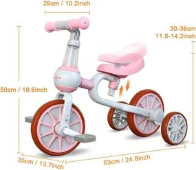 img 2 attached to 🚲 XIAPIA 3-in-1 Kids Tricycles Gift for 2-4 Year Old Boys Girls – Detachable Pedal & Training Wheels - Baby Balance Bike Trikes Riding Toys for Toddlers (Adjustable Seat)