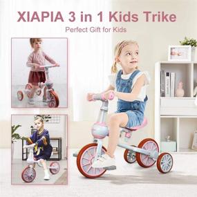 img 3 attached to 🚲 XIAPIA 3-in-1 Kids Tricycles Gift for 2-4 Year Old Boys Girls – Detachable Pedal & Training Wheels - Baby Balance Bike Trikes Riding Toys for Toddlers (Adjustable Seat)