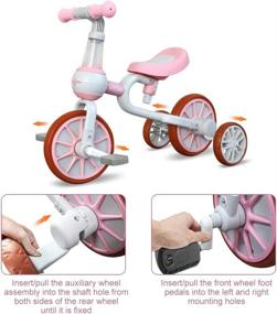 img 1 attached to 🚲 XIAPIA 3-in-1 Kids Tricycles Gift for 2-4 Year Old Boys Girls – Detachable Pedal & Training Wheels - Baby Balance Bike Trikes Riding Toys for Toddlers (Adjustable Seat)