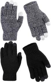 img 4 attached to 🧤 Cooraby 2 Pairs Kids Touchscreen Winter Gloves - Stretch Knitted Magic Gloves for Boys and Girls