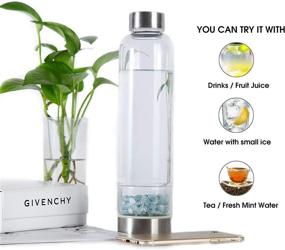 img 2 attached to 💎 AMOYSTONE Aquamarine Crystal Water Bottle Infuser: Energize and Hydrate with Crushed Stones and Crystal Protective Sleeve (450ml)