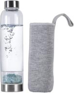 💎 amoystone aquamarine crystal water bottle infuser: energize and hydrate with crushed stones and crystal protective sleeve (450ml) logo