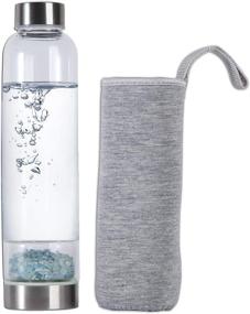 img 4 attached to 💎 AMOYSTONE Aquamarine Crystal Water Bottle Infuser: Energize and Hydrate with Crushed Stones and Crystal Protective Sleeve (450ml)