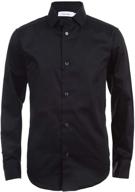 👔 calvin klein boys' long sleeve sateen dress shirt - button-down style, buttoned cuffs, and shirttail hem logo