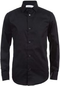 img 4 attached to 👔 Calvin Klein Boys' Long Sleeve Sateen Dress Shirt - Button-Down Style, Buttoned Cuffs, and Shirttail Hem