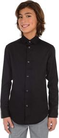 img 2 attached to 👔 Calvin Klein Boys' Long Sleeve Sateen Dress Shirt - Button-Down Style, Buttoned Cuffs, and Shirttail Hem