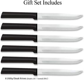 img 3 attached to Premium Rada Cutlery Utility Steak Knives Set: 6-Piece Stainless Steel Black Handle Knives, USA-Made Gift Set