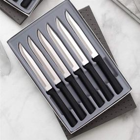 img 1 attached to Premium Rada Cutlery Utility Steak Knives Set: 6-Piece Stainless Steel Black Handle Knives, USA-Made Gift Set