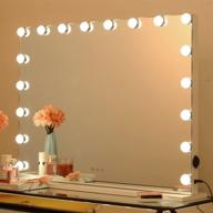 💡 icreat vanity mirror with hollywood lights - 18 dimmable led bulbs, perfect for dressing room & bedroom, tabletop/wall-mounted, slim metal frame design (white) logo