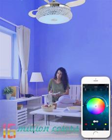 img 2 attached to BAYSQUIRREL Retractable Invisible Ceiling Fan with Light, Bluetooth Speaker, and Remote Control - Modern Bluetooth Fan Chandelier with 7 Color Change, 36W LED, 42 Inch (Chrome)