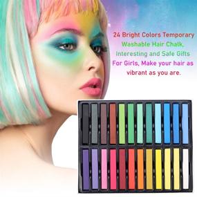 img 3 attached to 🎨 24 Colors Hair Chalk Pens for Girls - Temporary Hair Chalk, Washable Hair Color - Ideal DIY Gifts for Birthday Party, Cosplay, Halloween, and Christmas