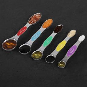 img 1 attached to 🥄 Convenient Stackable Magnetic Measuring Spoons - 5 Piece Set for Precise Dry and Liquid Ingredients Measurement