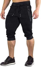 img 4 attached to FASKUNOIE Joggers Shorts Zipper Pockets Sports & Fitness for Australian Rules Football