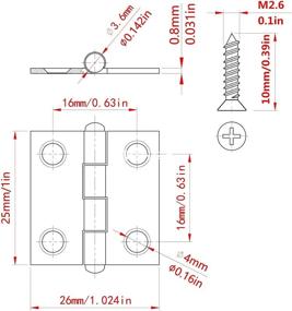 img 3 attached to Liberty 20Pcs Stainless Steel Folding Hinge 1 inch Cabinet Box Hinge with 80 Stainless Steel Screws - Durable and Practical!