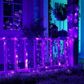 img 2 attached to 🎄 66ft 200 LED Battery Operated Purple Christmas Lights - iBaycon Battery String Lights with 8 Modes, Auto Timer, Waterproof for Christmas Trees, Home, Garden, Parties, and Holiday Decorations