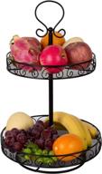 🍎 vanra rotating fruit basket for countertop - metal wire fruit stand, bowl, and spice rack with lazy susan логотип