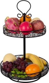 img 4 attached to 🍎 VANRA Rotating Fruit Basket for Countertop - Metal Wire Fruit Stand, Bowl, and Spice Rack with Lazy Susan