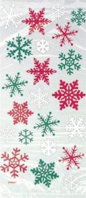 img 2 attached to 🎄 Festive Red & Green Snowflake Holiday Cellophane Bags - Pack of 20