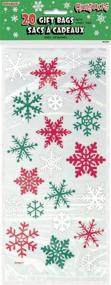 img 1 attached to 🎄 Festive Red & Green Snowflake Holiday Cellophane Bags - Pack of 20