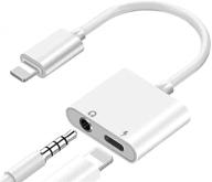 🎧 apple mfi certified lightning to 3.5mm headphone splitter, 2 in 1 audio & charger cable, compatible with iphone 12/11/xs/xr/x 8 7/ipad, supporting volume control, calls, and ios 14 logo