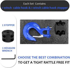 img 3 attached to 🔗 AUTOBOTS Grade 70 Latch Clevis Slip Hook & Winch Cable Hook Stopper Sets - Heavy-Duty Forged Steel 3/8", Allen Wrench Included, Max 35,000 lbs - Blue & Black