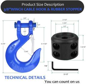 img 1 attached to 🔗 AUTOBOTS Grade 70 Latch Clevis Slip Hook & Winch Cable Hook Stopper Sets - Heavy-Duty Forged Steel 3/8", Allen Wrench Included, Max 35,000 lbs - Blue & Black