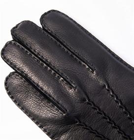 img 2 attached to YISEVEN Deerskin Cashmere Handsewn Buckskin Men's Gloves & Mittens: Luxurious Accessories for the Modern Gentleman