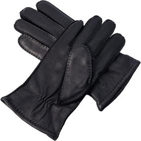 img 3 attached to YISEVEN Deerskin Cashmere Handsewn Buckskin Men's Gloves & Mittens: Luxurious Accessories for the Modern Gentleman