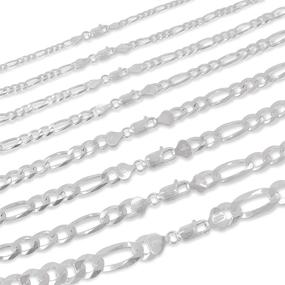img 1 attached to Premium Made in Italy Pori Jewelers Figaro Chain Necklace in 925 Sterling Silver - Luxurious and Versatile 3.0MM-10.5MM - Lobster Claw Closure for Easy Wear