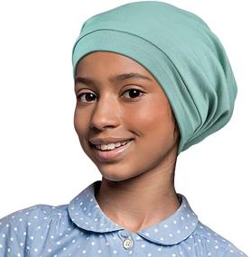 img 2 attached to 🎀 Alnorm Satin-lined Hair Bonnets with Comfort Elastic Band: Curly Girl Sleeping Cap for Teens, Big Kids, and Children