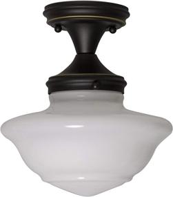 img 4 attached to 🏫 577502 Indoor Dimmable Light - Schoolhouse Modern Industrial Farmhouse Ceiling, Oil Rubbed Bronze