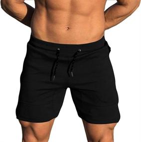 img 4 attached to 🏋️ Men's Solid Gym Workout Shorts - Bodybuilding Running Fitted Training Jogging Short Pants with Zipper Pocket in 3 Color Options