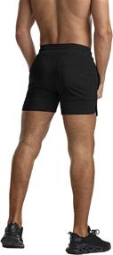 img 2 attached to 🏋️ Men's Solid Gym Workout Shorts - Bodybuilding Running Fitted Training Jogging Short Pants with Zipper Pocket in 3 Color Options