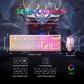 img 2 attached to 🎮 Pink Gaming Keyboard and Mouse Combo - Loreran LED Backlit Colorful Lights Wired Keyboard, Kawaii and Cute Adjustable Light up Keyboards for Mac/PC/Laptop/Windows 7/8/10