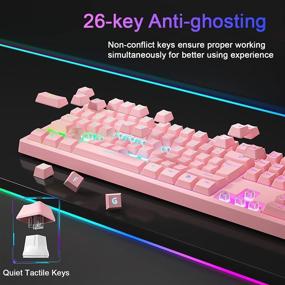 img 3 attached to 🎮 Pink Gaming Keyboard and Mouse Combo - Loreran LED Backlit Colorful Lights Wired Keyboard, Kawaii and Cute Adjustable Light up Keyboards for Mac/PC/Laptop/Windows 7/8/10