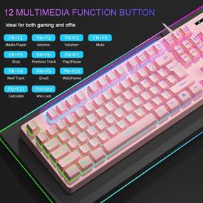 img 1 attached to 🎮 Pink Gaming Keyboard and Mouse Combo - Loreran LED Backlit Colorful Lights Wired Keyboard, Kawaii and Cute Adjustable Light up Keyboards for Mac/PC/Laptop/Windows 7/8/10